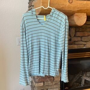 Lole Blue Striped Hoodie Sweatshirt